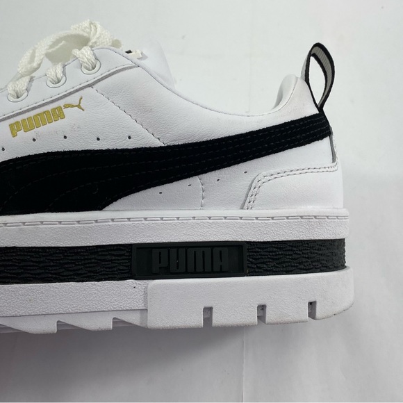 PUMA Mayze Leather Lace Up White Black Women’s Size 8 Platform Shoes # 381983-01 - Picture 7 of 16